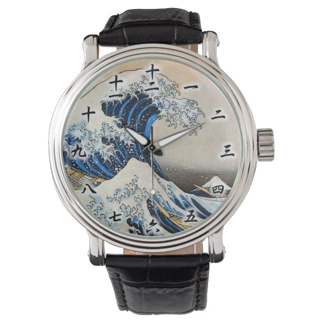 Great Wave, Hokusai, Ukiyo-e Armbanduhr (Vorderseite)