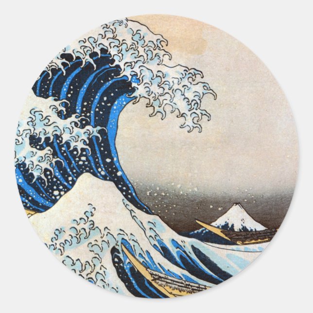 Great Wave, Hokusai, Ukiyo-e Runder Aufkleber (Vorderseite)