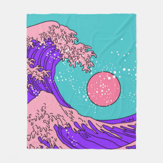 Great Wave in Vaporwave Pop Art Style. Ansicht auf Fleecedecke