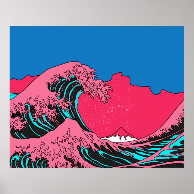 Great Wave in Vaporwave Pop Art style. View on the Poster (Vorne)