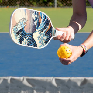 Great Wave inspiriert rosa Sakura Ästhetik Pickleball Schläger