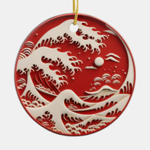 Great Wave Japanisch Keramik Ornament
