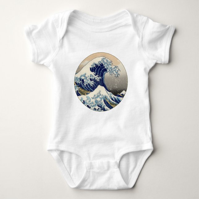 Great Wave Kanagawa japanisches Gemälde Baby Strampler (Vorderseite)