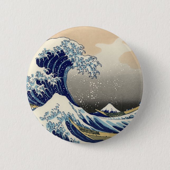 Great Wave Kanagawa japanisches Gemälde Button (Vorderseite)