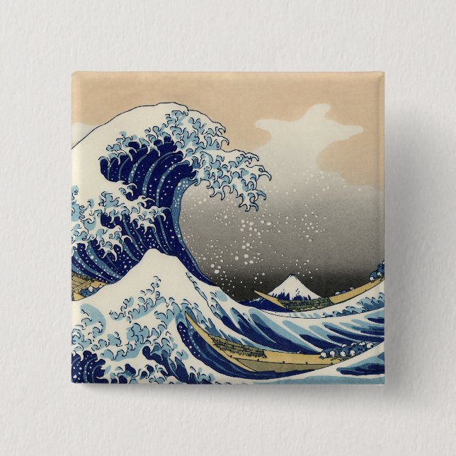 Great Wave Kanagawa japanisches Gemälde Button (Vorderseite)