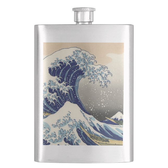 Great Wave Kanagawa japanisches Gemälde Flachmann (Vorderseite)