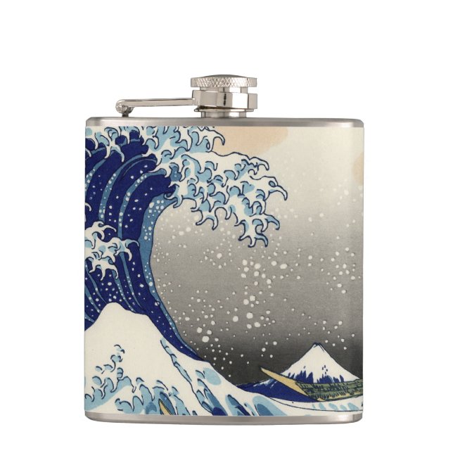 Great Wave Kanagawa japanisches Gemälde Flachmann (Vorderseite)