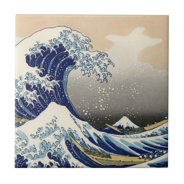 Great Wave Kanagawa japanisches Gemälde Fliese (Vorderseite)
