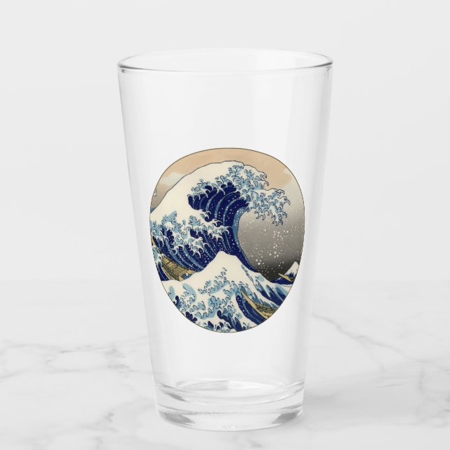 Great Wave Kanagawa japanisches Gemälde Glas (Vorderseite)