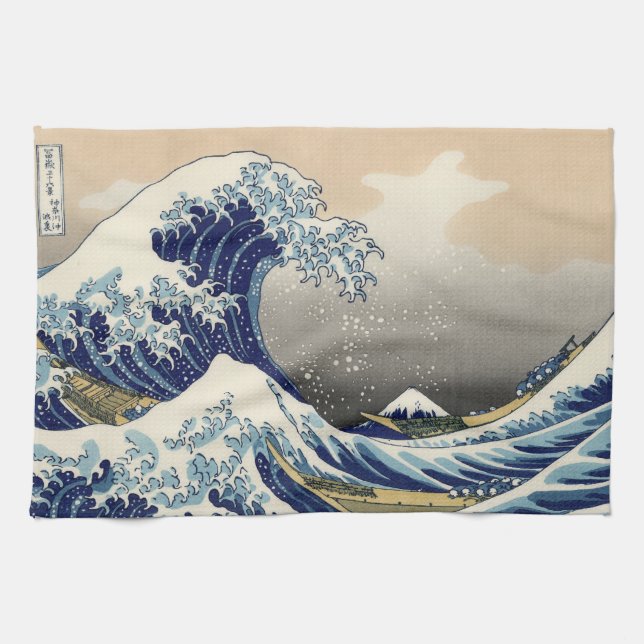 Great Wave Kanagawa japanisches Gemälde Handtuch (Horizontal)