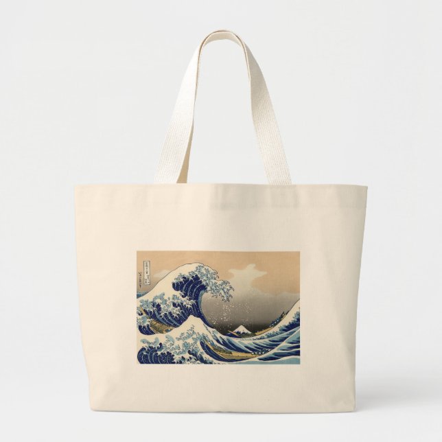Great Wave Kanagawa japanisches Gemälde Jumbo Stoffbeutel (Vorne)