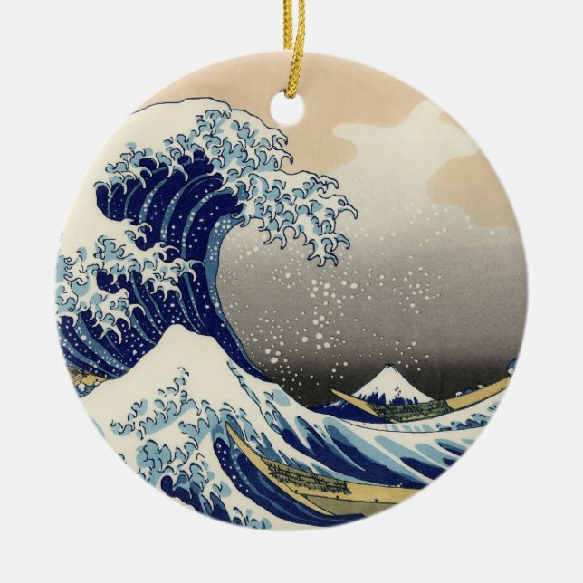 Great Wave Kanagawa japanisches Gemälde Keramikornament (Vorne)