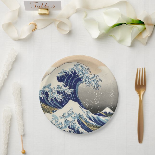 Great Wave Kanagawa japanisches Gemälde Pappteller (Hochzeit)