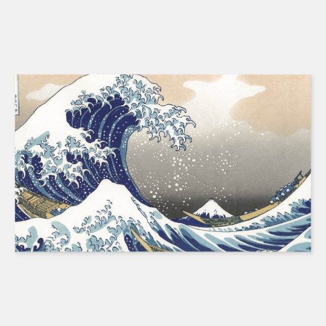 Great Wave Kanagawa japanisches Gemälde Rechteckiger Aufkleber (Vorderseite)