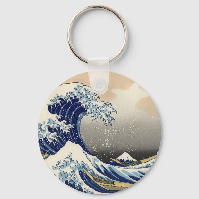 Great Wave Kanagawa japanisches Gemälde Schlüsselanhänger (Vorderseite)
