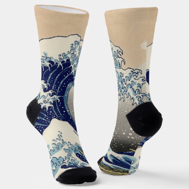 Great Wave Kanagawa japanisches Gemälde Socken (Gewinkelt)