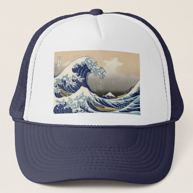 Great Wave Kanagawa japanisches Gemälde Truckerkappe (Vorderseite)