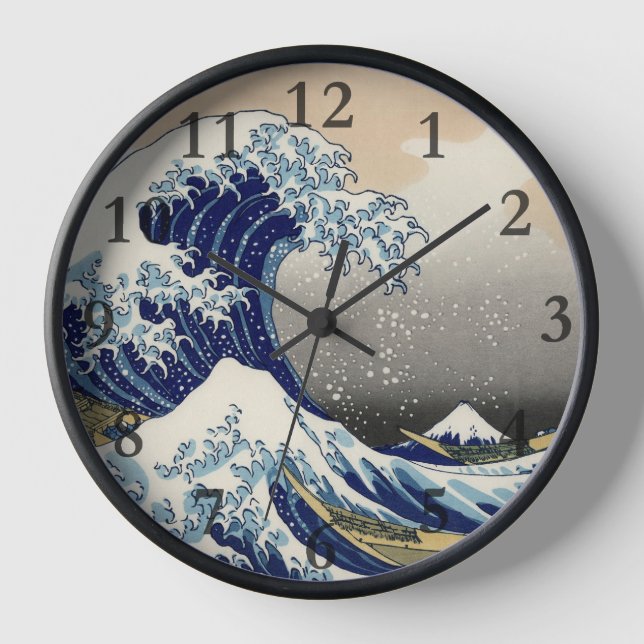 Great Wave Kanagawa japanisches Gemälde Uhr (Vorderseite)