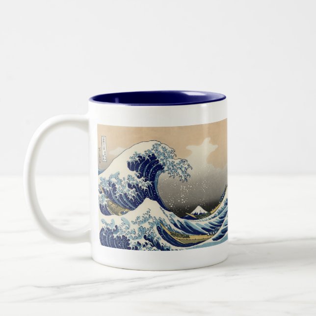 Great Wave Kanagawa japanisches Gemälde Zweifarbige Tasse (Links)