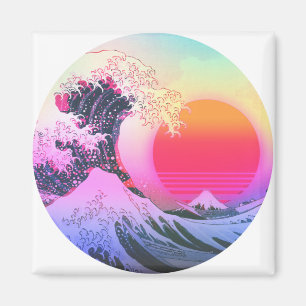 Great Wave Kanagawa Vaporwave Vintage Ästhetik Magnet