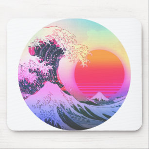 Great Wave Kanagawa Vaporwave Vintage Ästhetik Mousepad