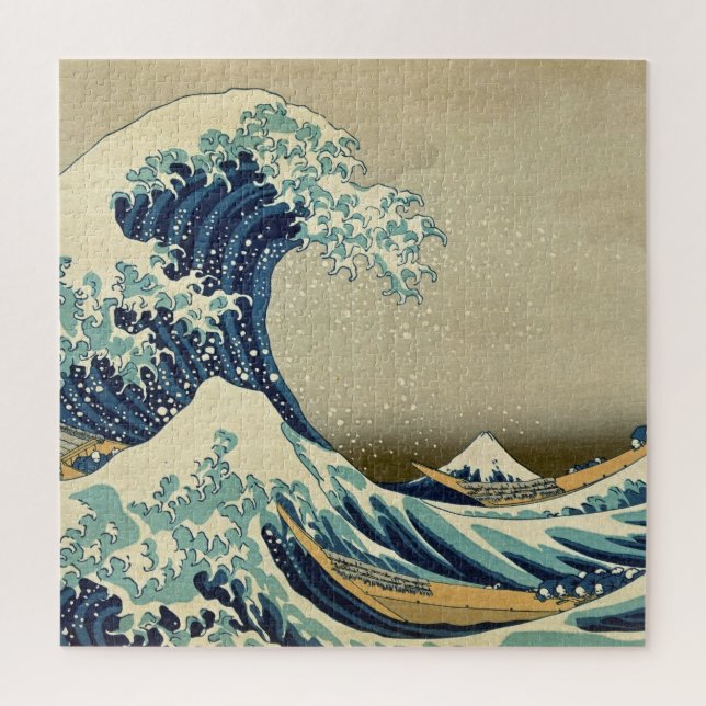 Great Wave Kanagawa Vintag Illustration Japanisch Puzzle (Vertikal)