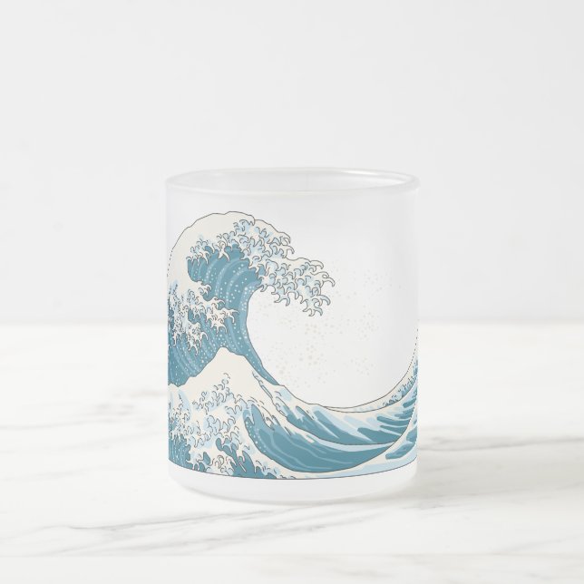 Great Wave mattierte Tasse aus Glas - hellblau (Mittel)