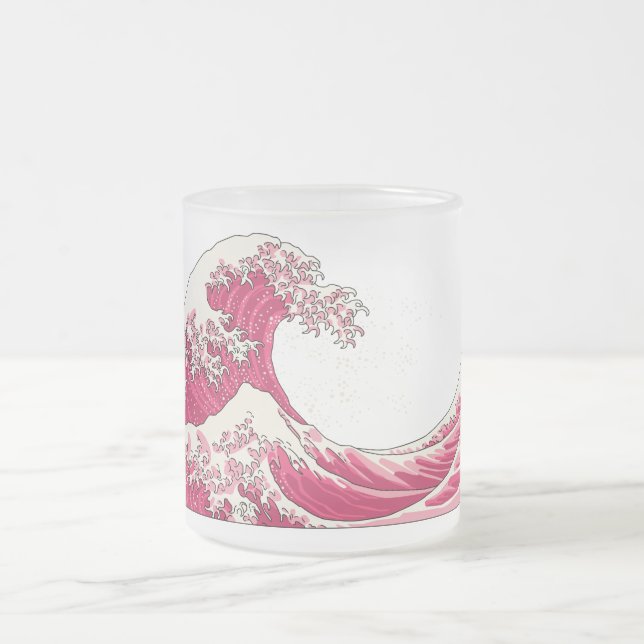 Great Wave mattierte Tasse aus Glas - rosa (Mittel)