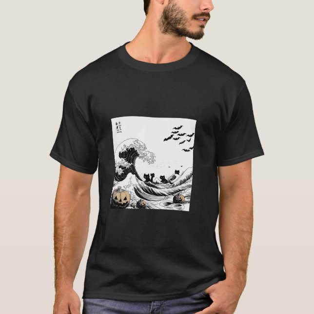 Great Wave of Halloween Hokusai Art T Shirt (Vorderseite)