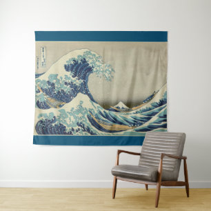 Great Wave off Kanagawa by Hokusai GalleryHD Wandteppich