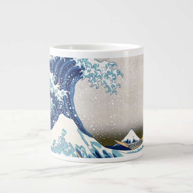 Great Wave Off Kanagawa Hokusai Fine Art Jumbo-Tasse (Vorderseite)