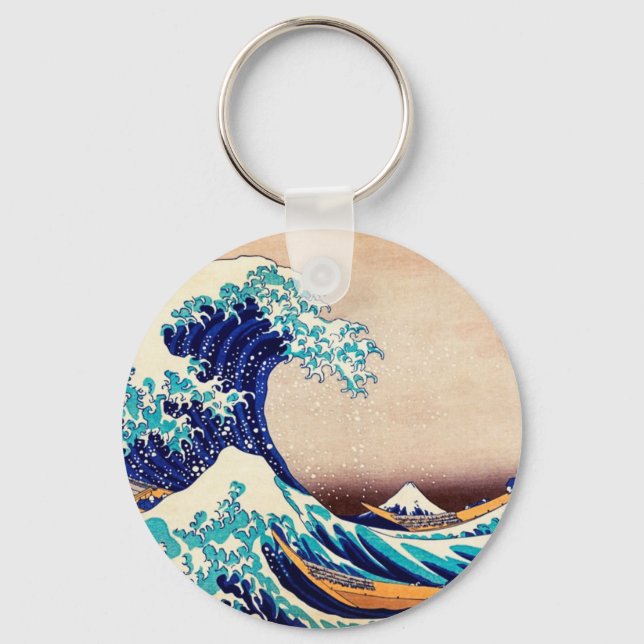 Great Wave Off Kanagawa Hokusai japanischen Vintag Schlüsselanhänger (Vorderseite)