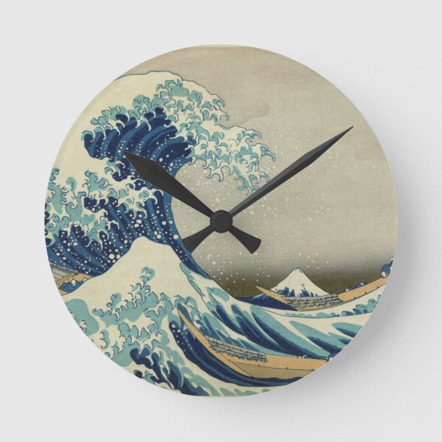 Great Wave off Kanagawa - Hokusai Runde Wanduhr (Vorderseite)