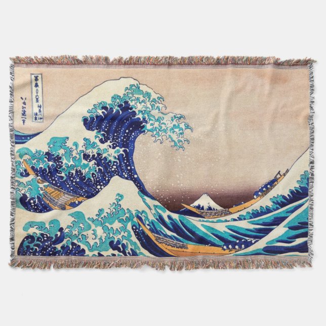 Great Wave Off Kanagawa Japanisch Vintage Kunst Decke (Vorderseite)