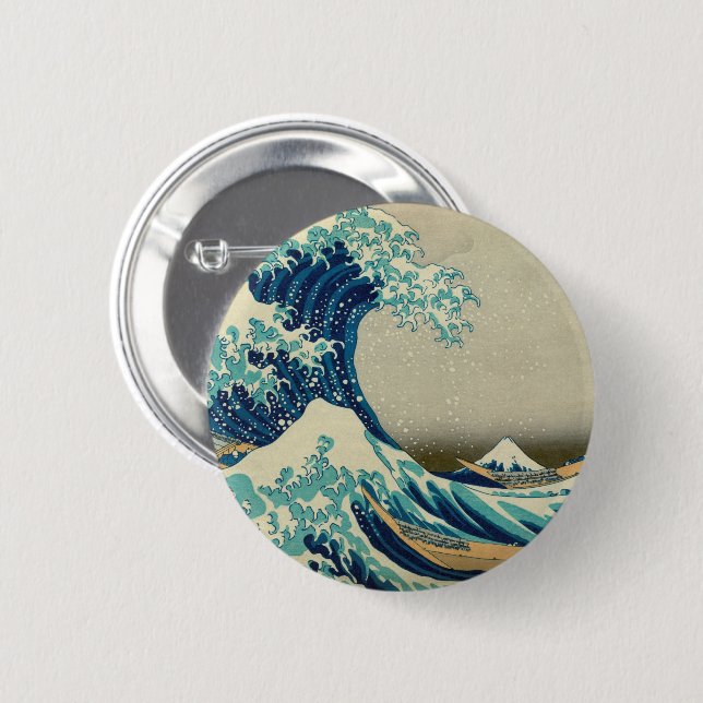 Great Wave Off Kanagawa & japanische Kunst /Japan Button (Vorne & Hinten)