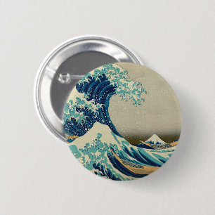 Great Wave Off Kanagawa & japanische Kunst /Japan Button