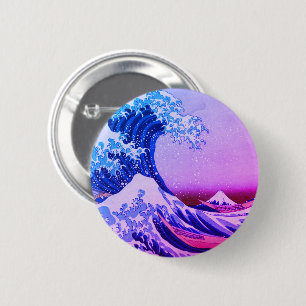 Great Wave Off Kanagawa & japanische Kunst /Japan Button