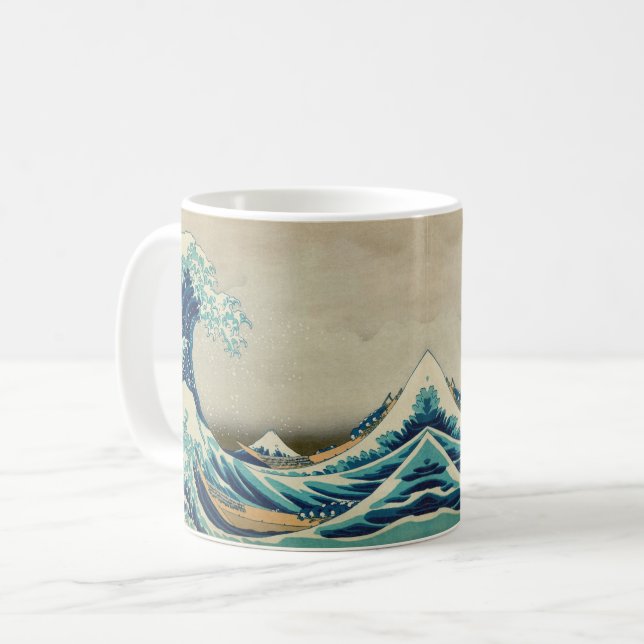Great Wave Off Kanagawa & japanische Kunst /Japan Kaffeetasse (Vorderseite Links)