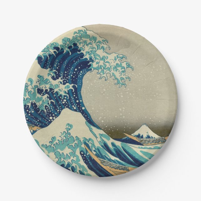 Great Wave Off Kanagawa & japanische Kunst /Japan Pappteller (Vorderseite)
