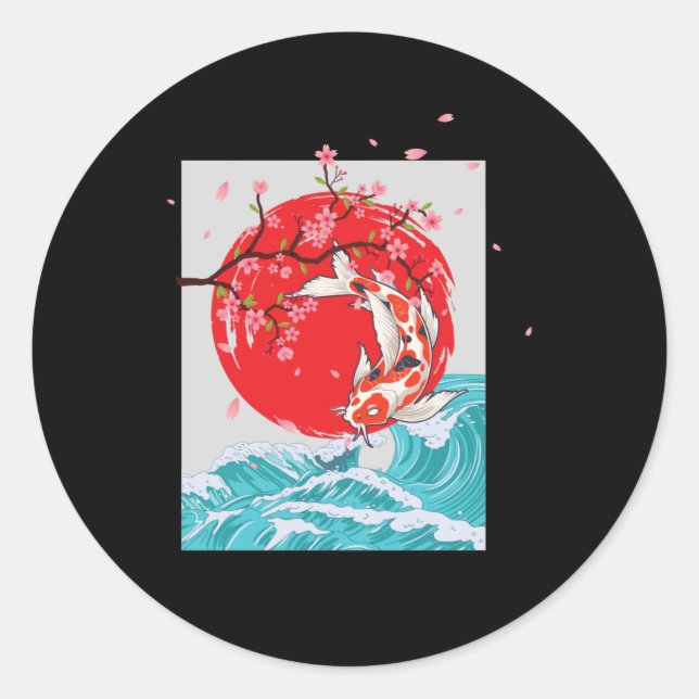 Great Wave off Kanagawa Japanischer Fischkarpfen K Runder Aufkleber (Vorderseite)