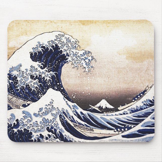 Great Wave Off Kanagawa Japanischer Holzblock Prin Mousepad (Vorne)