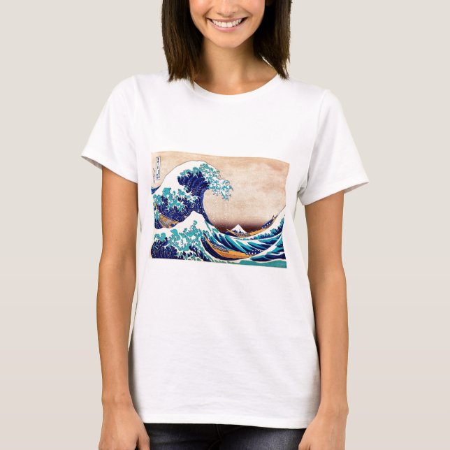 Great Wave Off Kanagawa Japanischer Holzblock Prin T-Shirt (Vorderseite)