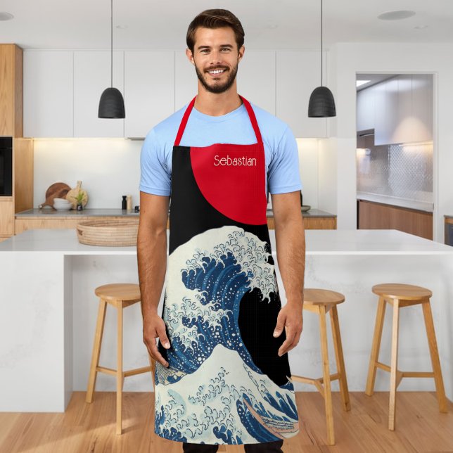 Great Wave Off Kanagawa Moderne Drehung Personalis Schürze (Vintage Japanese art The Great Wave off Kanagawa or the wave with a modern twist. Apron from Ricaso)