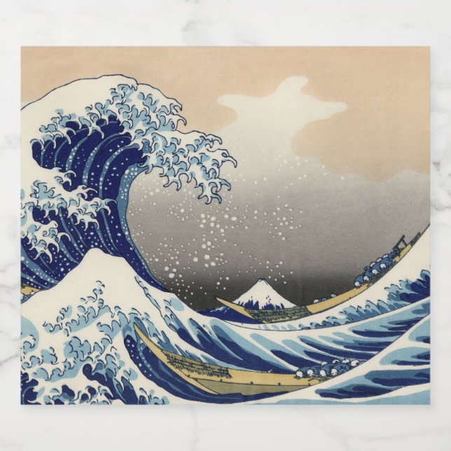 Great Wave Off Kanagawa & Mount Fuji Japan Sea Bierflaschenetikett (Einzelnes Label)