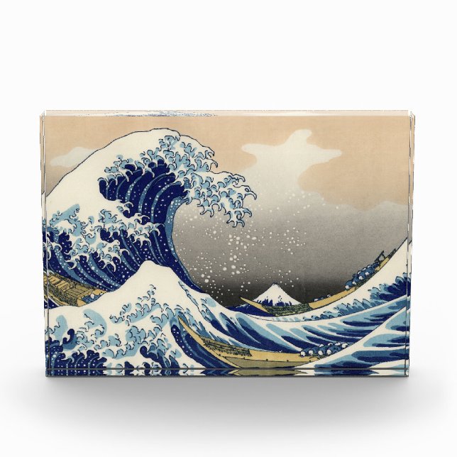 Great Wave Off Kanagawa & Mount Fuji Japan Sea Fotoblock (Vorderseite)