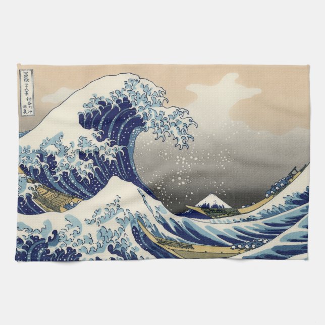 Great Wave Off Kanagawa & Mount Fuji Japan Sea Geschirrtuch (Horizontal)