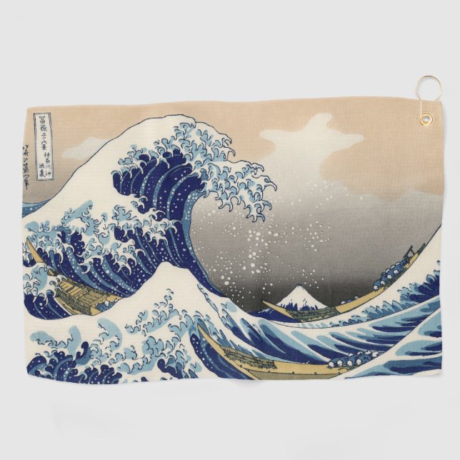 Great Wave Off Kanagawa & Mount Fuji Japan Sea Golfhandtuch (Horizontal)