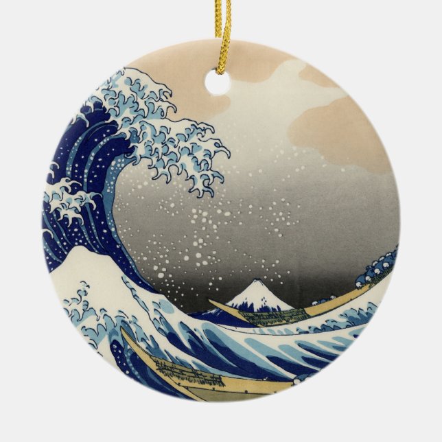 Great Wave Off Kanagawa & Mount Fuji Japan Sea Keramik Ornament (Vorne)
