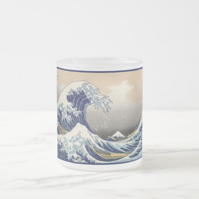 Great Wave Off Kanagawa & Mount Fuji Japan Sea Mattglastasse (Mittel)