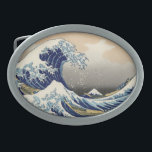 Great Wave Off Kanagawa & Mount Fuji Japan Sea Ovale Gürtelschnalle<br><div class="desc">"The Great Wave off Kanagawa", auch bekannt als "Under the Wave off Kanagawa", ist ein faszinierender Holzschnitt des renommierten japanischen Künstlers Katsushika Hokusai. Sie wurde um 1831 erschaffen und ist Teil einer Serie mit dem Titel "36 Ansichten des Fuji Monte". Das Kunstwerk zeigt eine Szene von immensem Power und kontrastreichen...</div>